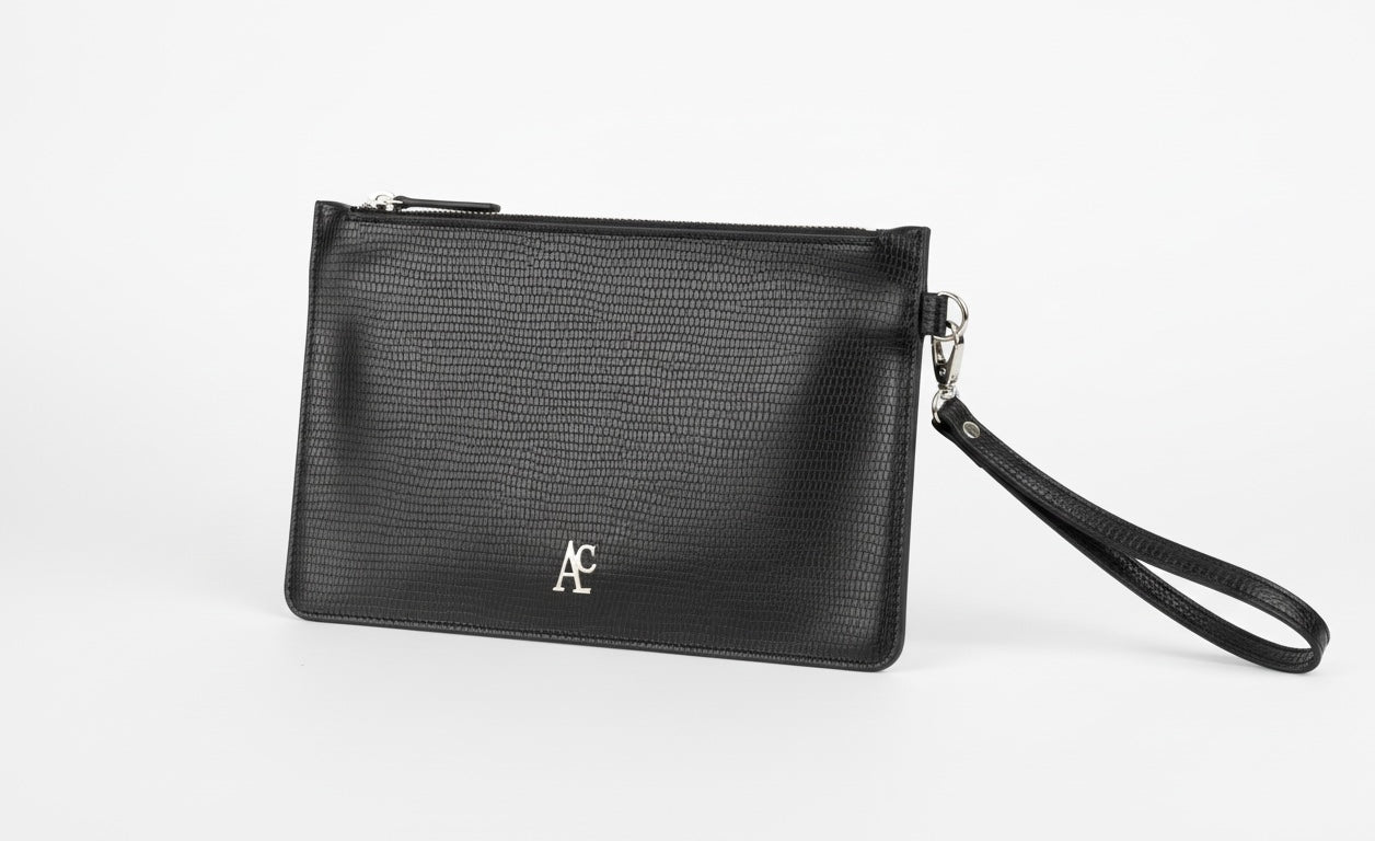 Busta pochette Nox Silver snake porta documenti in pelle