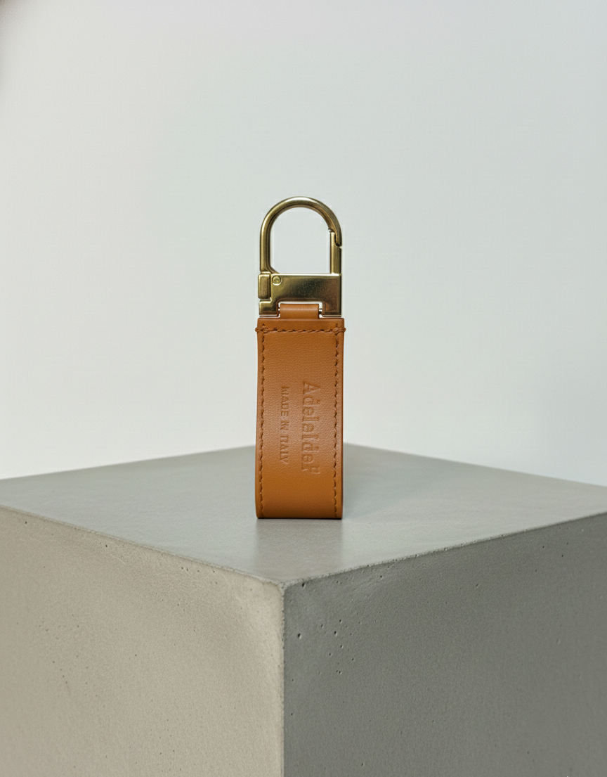 Portachiavi Hook Color Cuoio con molla oro