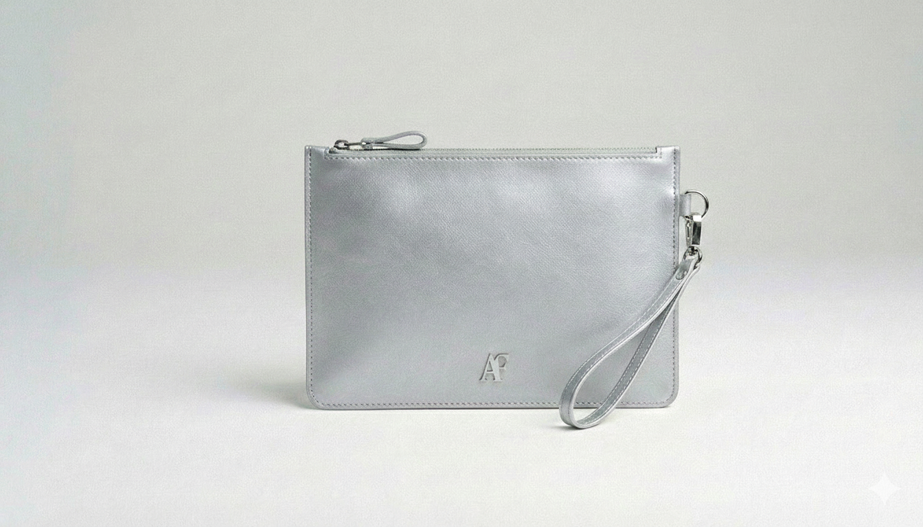 Busta pochette Nox Argento e Rosa porta documenti in pelle