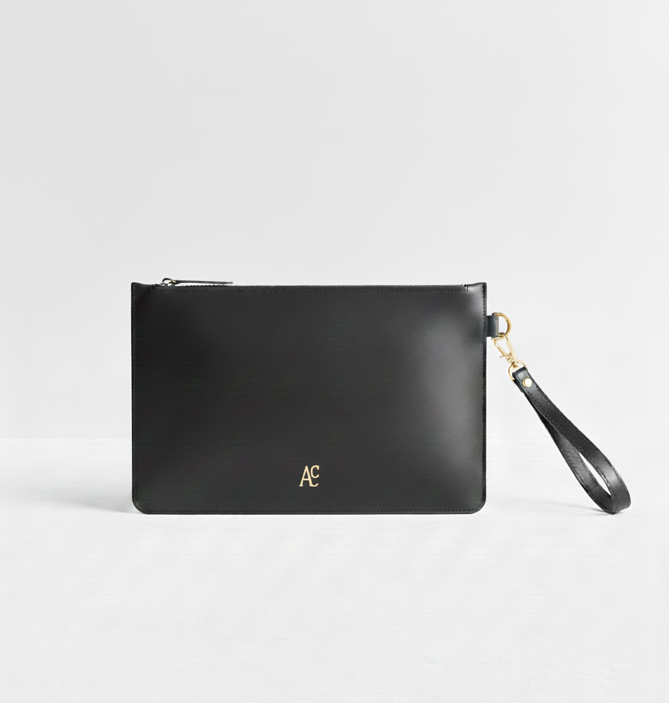 Busta pochette Nox Black Oro porta documenti in pelle