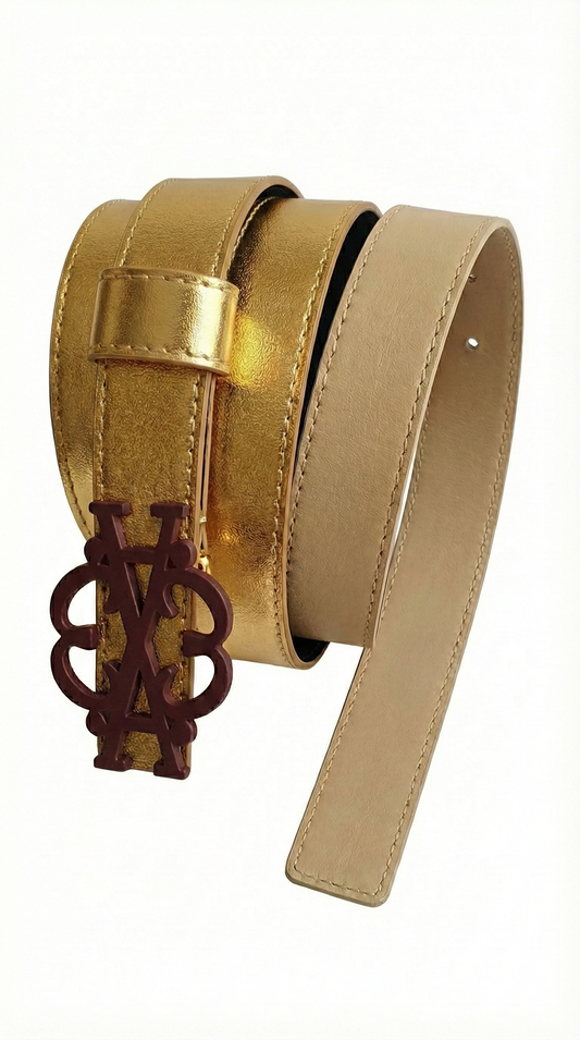 Cintura Nexus Gold Bordeaux Double Face