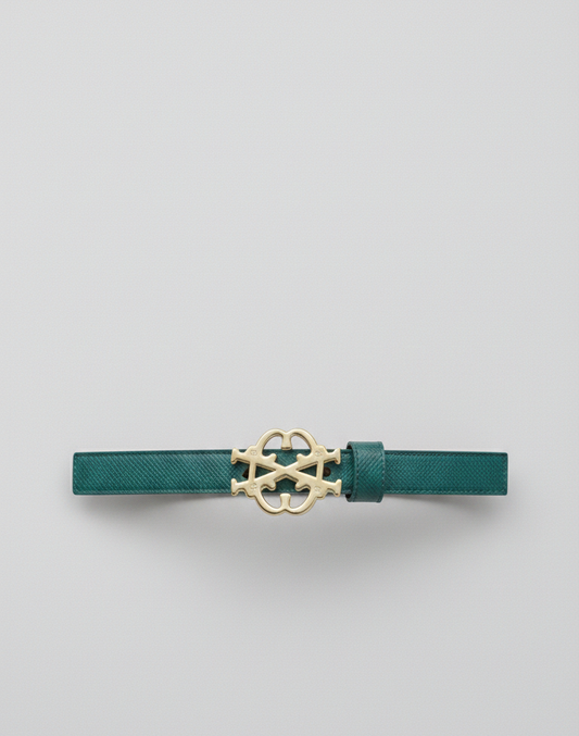 Cintura Nexus Saffiano Verde Pavone