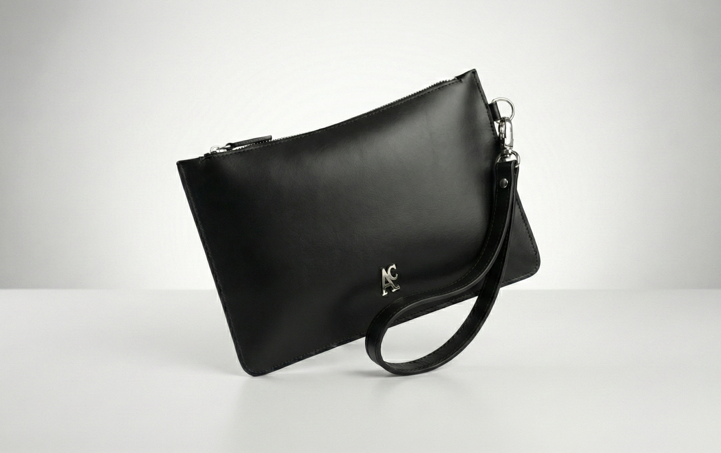 Busta pochette Nox Black Silver porta documenti in pelle