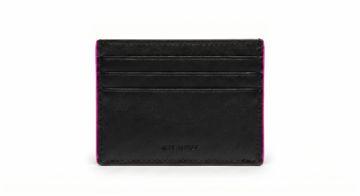 Porta carte Slot Liscio Nero & Magenta