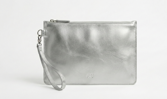 Busta pochette Nox Argento e Rosa porta documenti in pelle