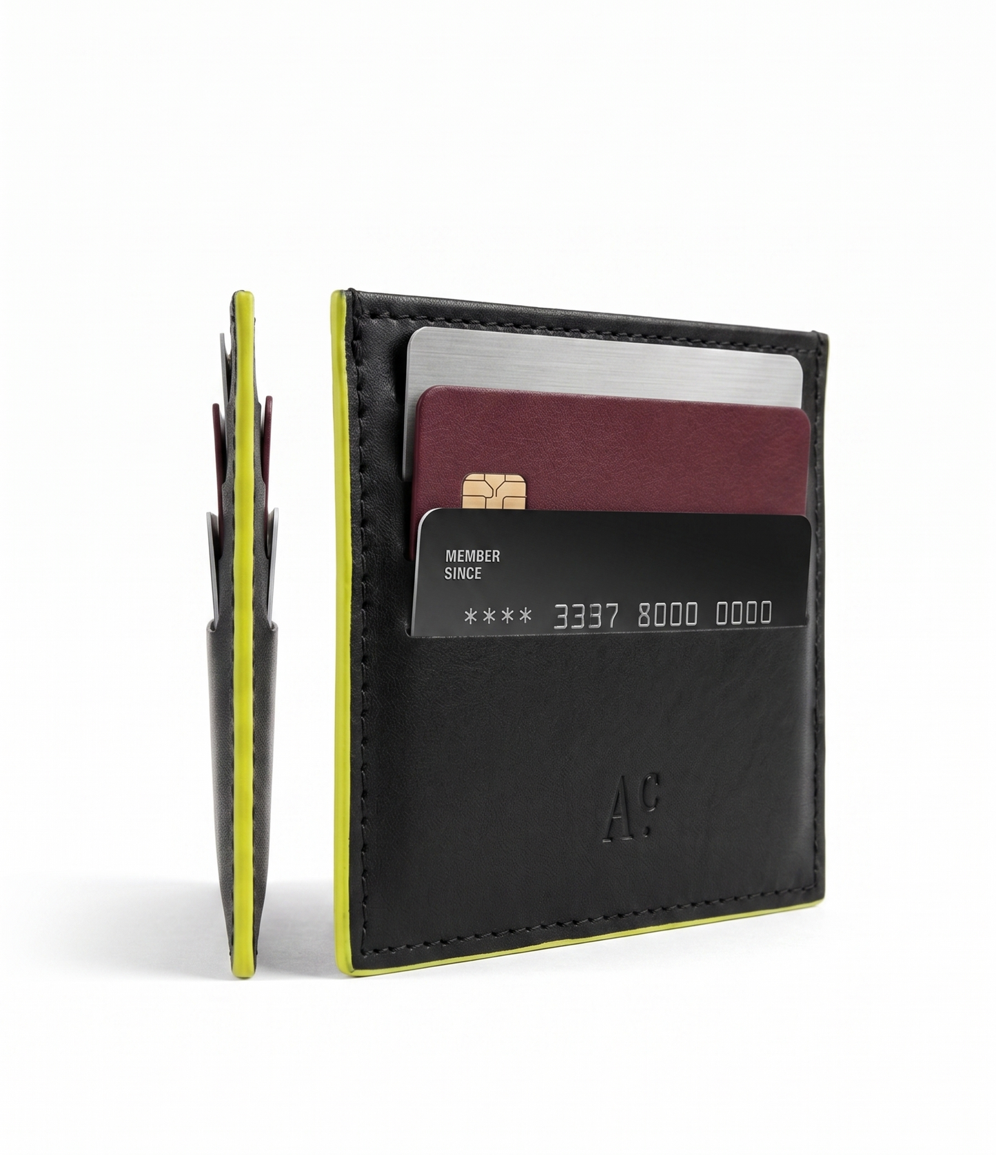 Porta carte Slot pelle Nero & Fluo