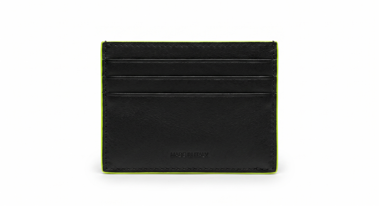 Porta carte Slot pelle Nero & Fluo