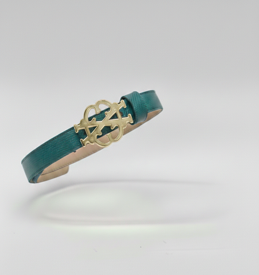 Cintura Nexus Saffiano Verde Pavone