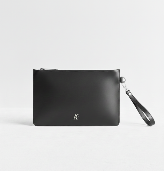 Busta pochette Nox Black Silver porta documenti in pelle