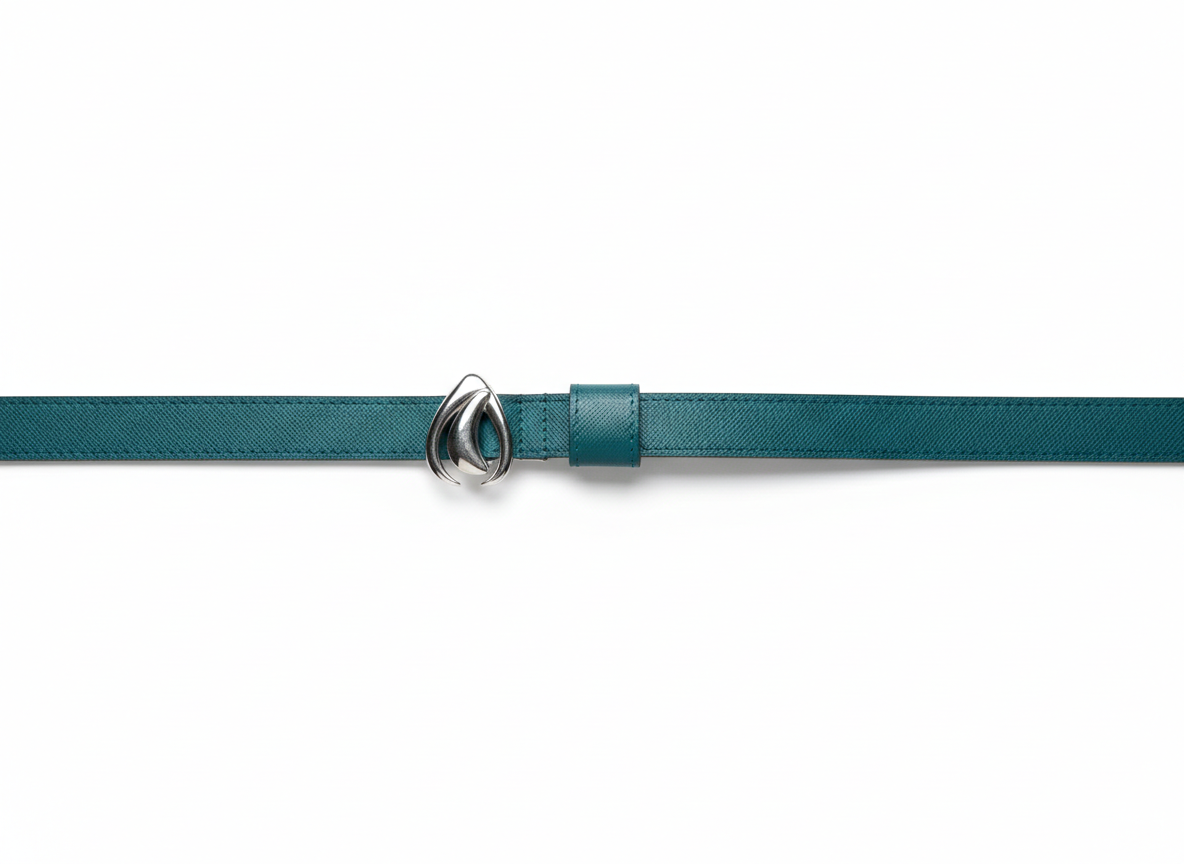 Cintura Goccia Argento Saffiano Verde Pavone