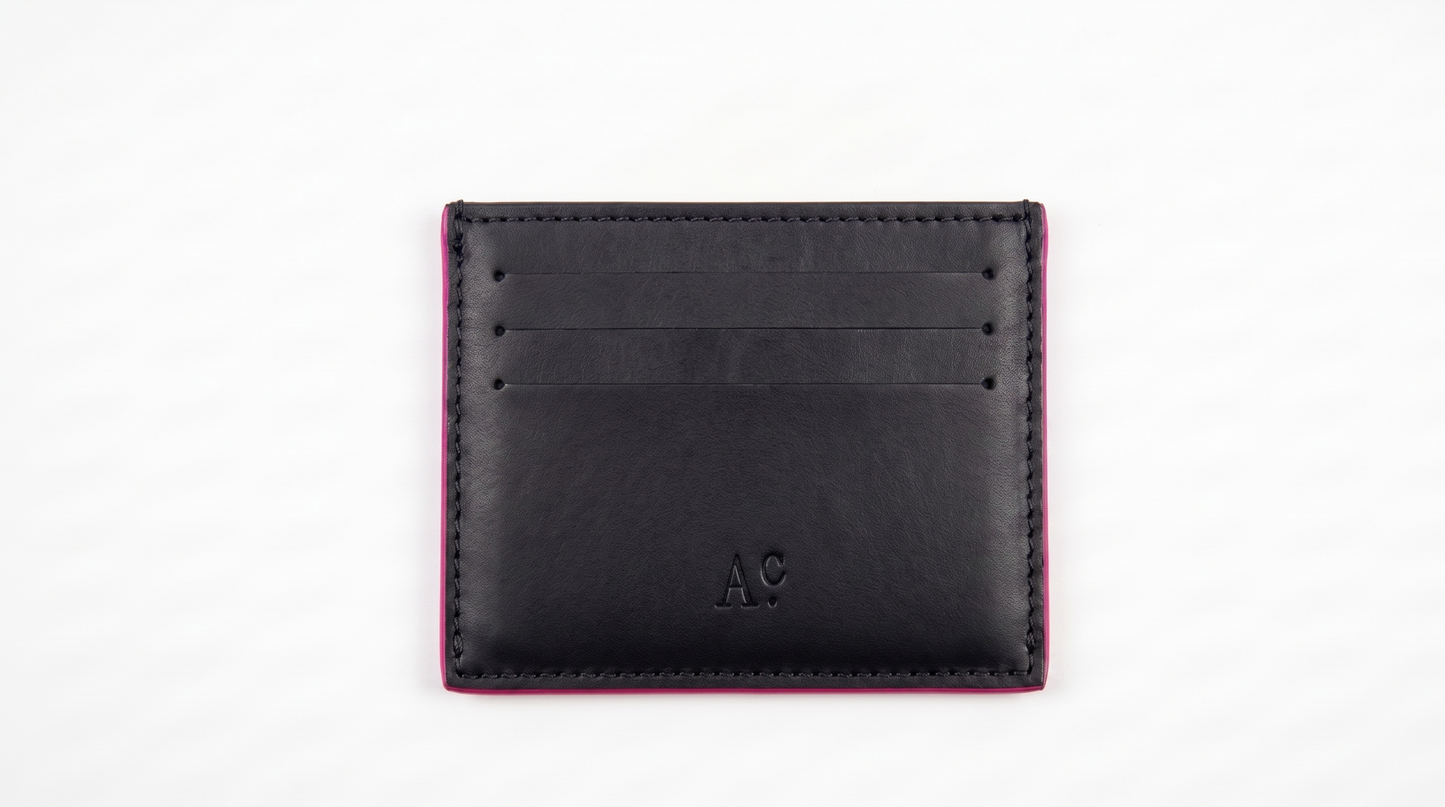 Porta carte Slot Liscio Nero & Magenta