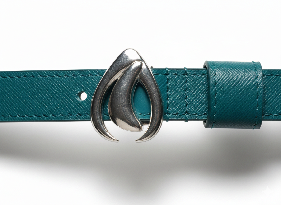 Cintura Goccia Argento Saffiano Verde Pavone