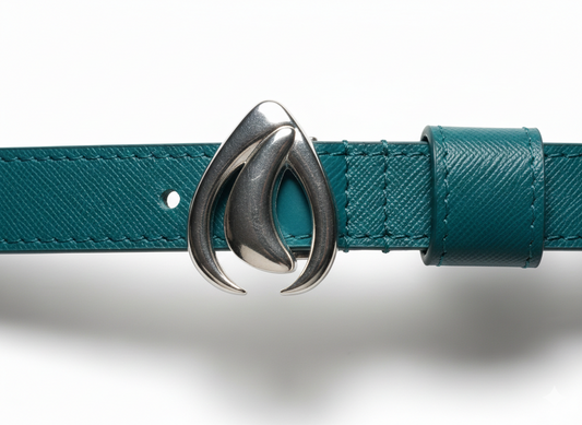 Cintura Goccia Argento Saffiano Verde Pavone