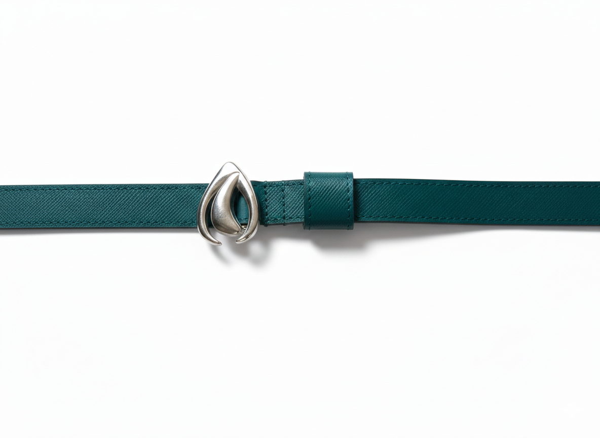 Cintura Goccia Argento Saffiano Verde Pavone