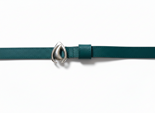 Cintura Goccia Argento Saffiano Verde Pavone