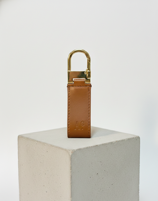 Portachiavi Hook Color Cuoio con molla oro