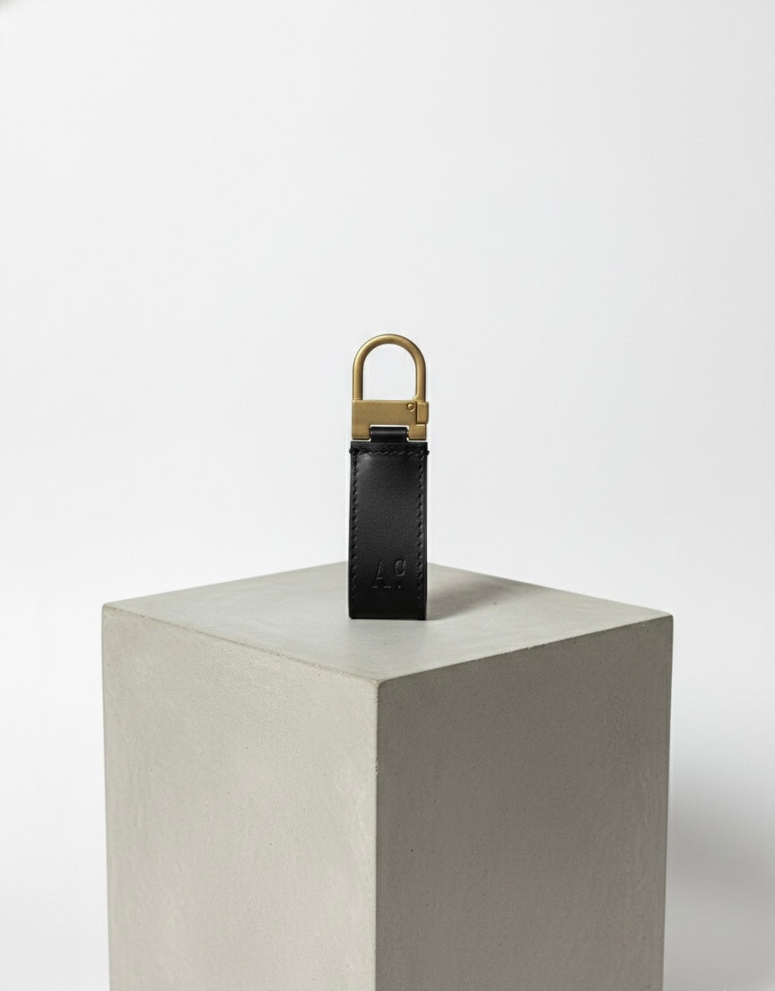 Portachiavi Hook Nero con molla oro opaco